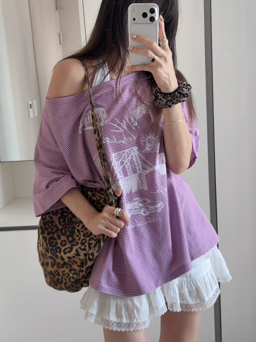 MORAN/MOSCO/SUGAR CASE韓國代購女士新品推薦T恤不含吊帶露肩MORAN/MOSCO/SUGAR CASET恤圖色1