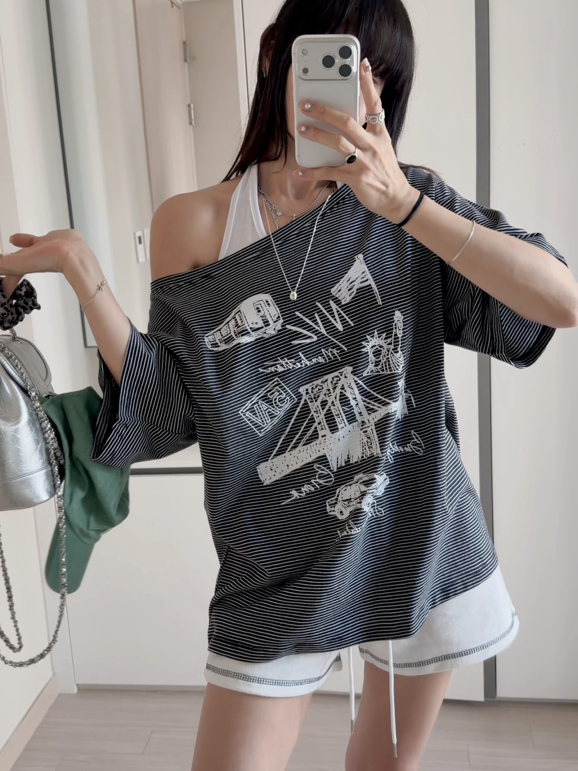 MORAN/MOSCO/SUGAR CASE韓國代購女士新品推薦T恤不含吊帶露肩MORAN/MOSCO/SUGAR CASET恤圖色3