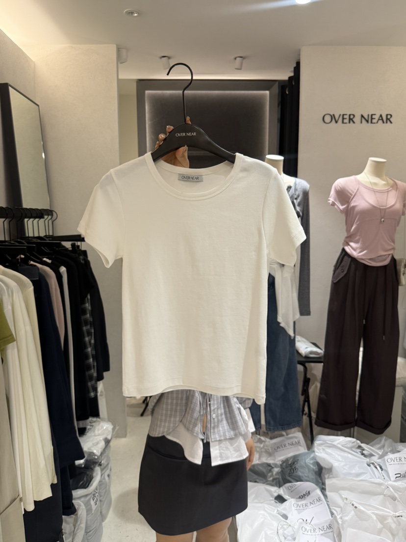 OVER NEAR韓國東大門代購女士新款熱賣休閑職業T恤不含內搭OVER NEART恤圖色1