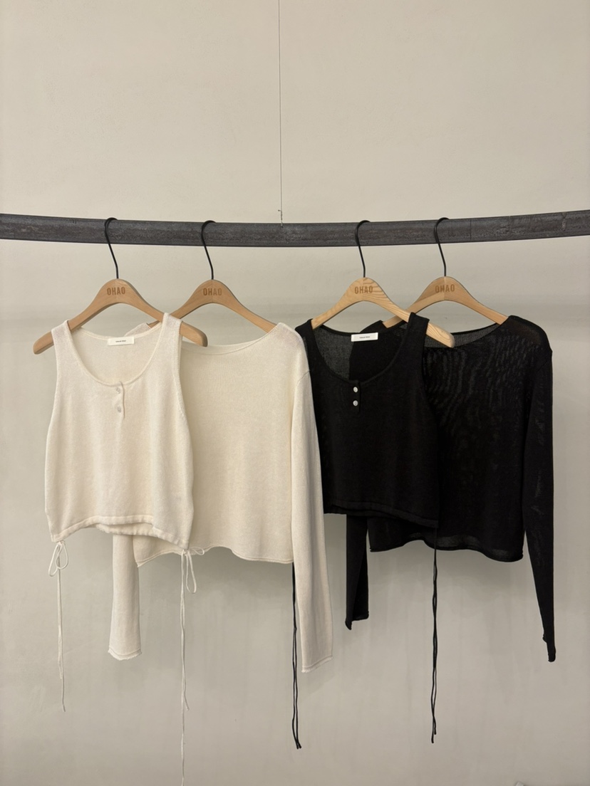 OHAO韓國直郵女士新品熱賣26春夏人氣休閑時尚職業針織衫OHAO/HA MONG針織衫