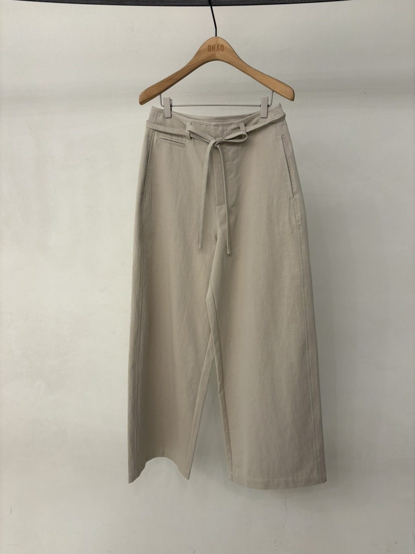 OHAO韓國直郵實拍女士新款人氣時尚熱賣職業休閑褲含腰繩OHAO/HA MONG休閑褲圖色1