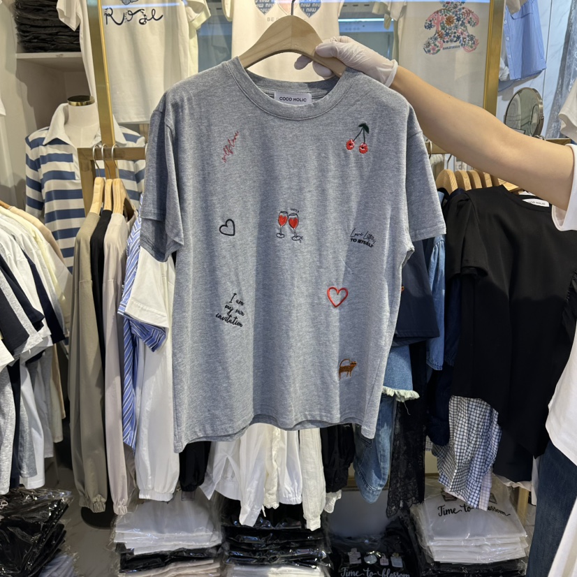 COCO HOLIC韓國直郵女士新款職業人氣時尚休閑推薦熱賣T恤COCO HOLICT恤圖色2