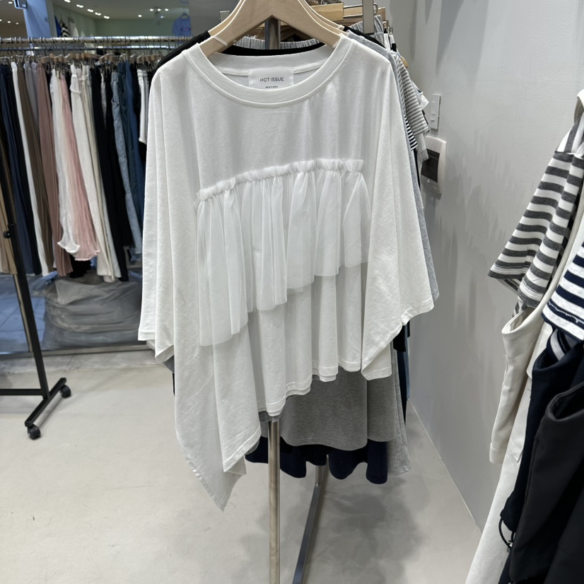 HOT PLACE/DREAM GIRIS/HOT ISSUE韓國東大門代購女裝新品人氣T恤不對稱荷葉邊HOT PLACE/DREAM GIRIS/HOT ISSUET恤圖色1