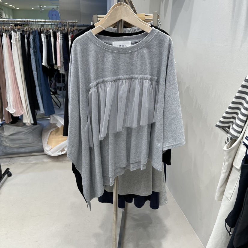 HOT PLACE/DREAM GIRIS/HOT ISSUE韓國東大門代購女裝新品人氣T恤不對稱荷葉邊HOT PLACE/DREAM GIRIS/HOT ISSUET恤圖色2