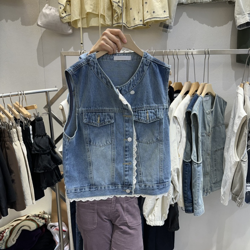 HIPTIQUE韓國東大門代購女士新款熱賣職業休閑26春夏馬甲蕾絲HIPTIQUE馬甲圖色1