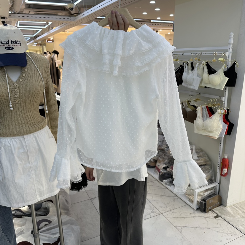 AKRA BY ART韓國東大門代購女裝新款推薦襯衫蕾絲衫荷葉邊AKRA BY ART襯衫/蕾絲衫