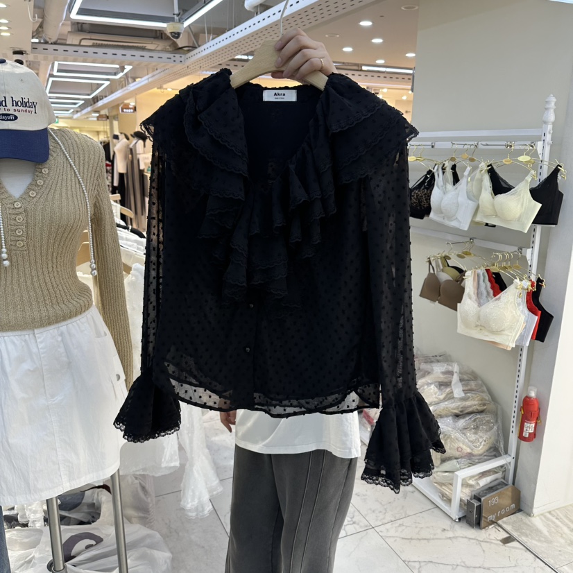 AKRA BY ART韓國東大門代購女裝新款推薦襯衫蕾絲衫荷葉邊AKRA BY ART襯衫/蕾絲衫圖色2