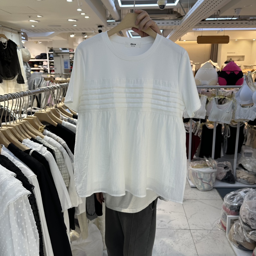 AKRA BY ART韓國代購女士新品休閑26春夏熱賣推薦T恤褶裥AKRA BY ARTT恤圖色1