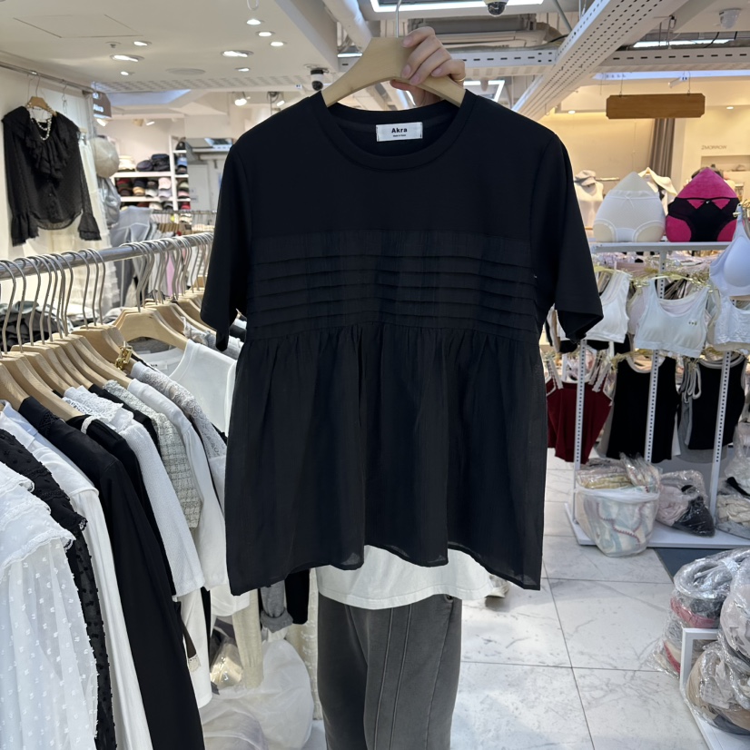 AKRA BY ART韓國代購女士新品休閑26春夏熱賣推薦T恤褶裥AKRA BY ARTT恤圖色2