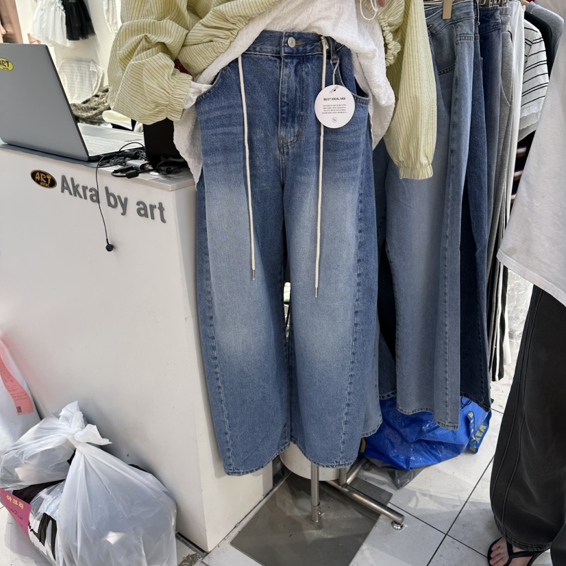 AKRA BY ART韓國直郵實拍女裝新款26春夏人氣牛仔褲腰帶AKRA BY ART牛仔褲圖色1