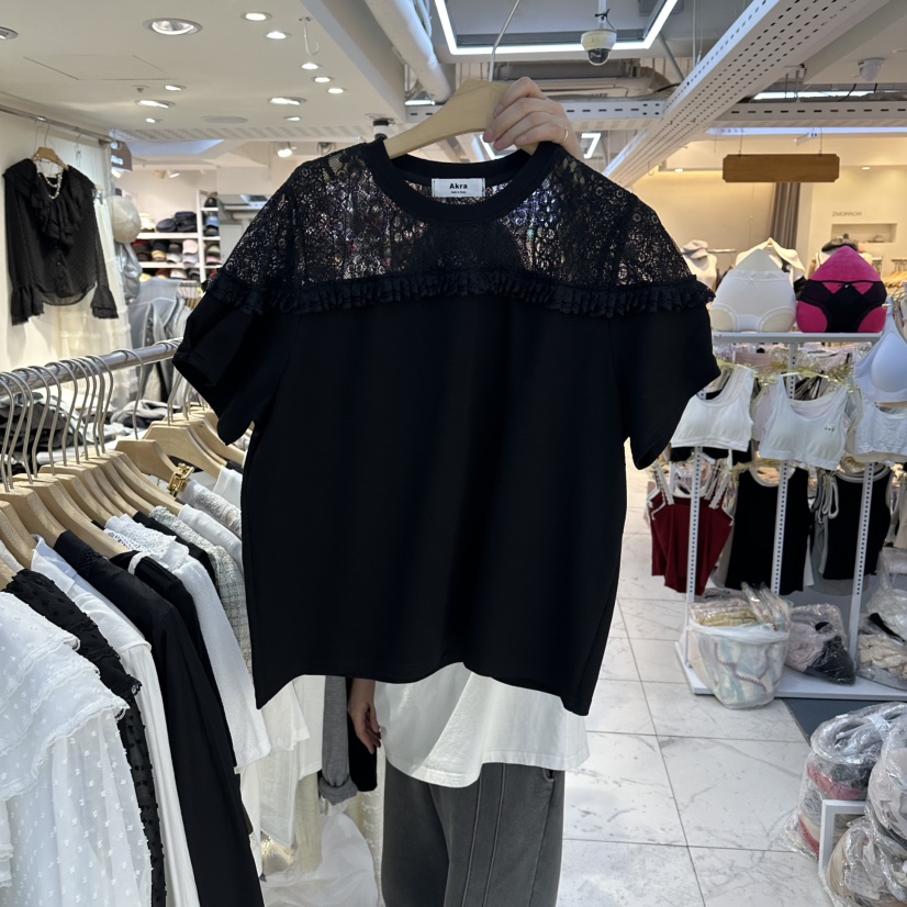 AKRA BY ART韓國代購女士新款26春夏時尚推薦職業T恤蕾絲AKRA BY ARTT恤圖色2