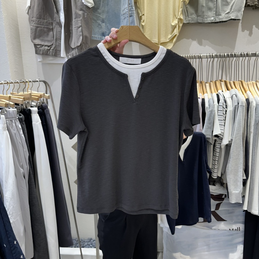 HIPTIQUE韓國直郵女士新款時尚人氣推薦熱賣針織衫假兩件HIPTIQUE針織衫圖色3墨色