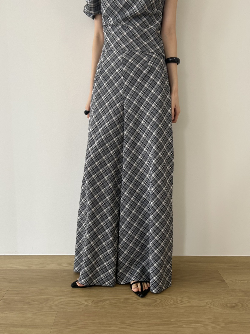 ME MO韓國代購女裝新款熱賣時尚職業人氣休閑褲闊腿褲格紋ME MO休閑褲