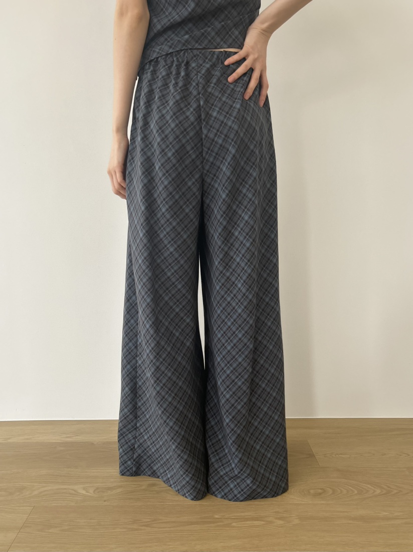 ME MO韓國代購女裝新款熱賣時尚職業人氣休閑褲闊腿褲格紋ME MO休閑褲