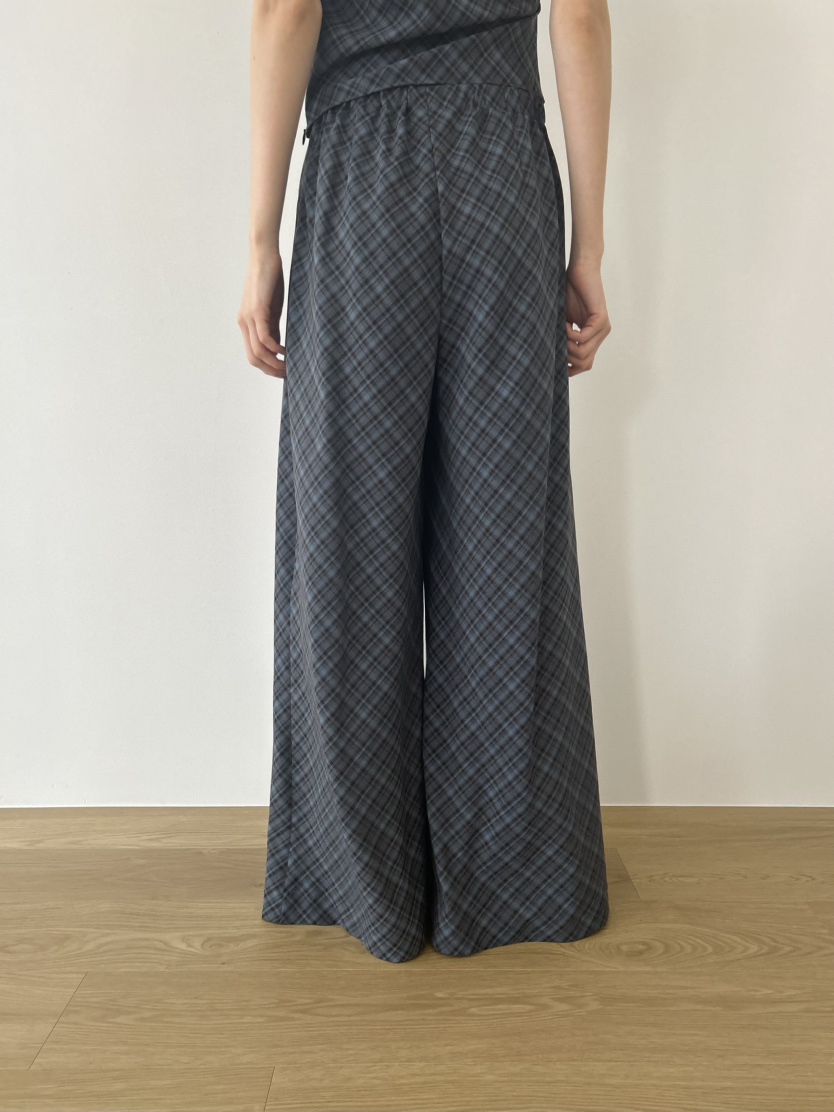 ME MO韓國代購女裝新款熱賣時尚職業人氣休閑褲闊腿褲格紋ME MO休閑褲