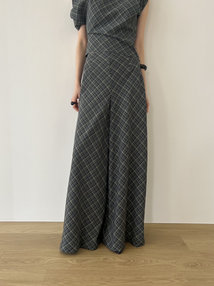 ME MO韓國代購女裝新款熱賣時尚職業人氣休閑褲闊腿褲格紋ME MO休閑褲圖色1