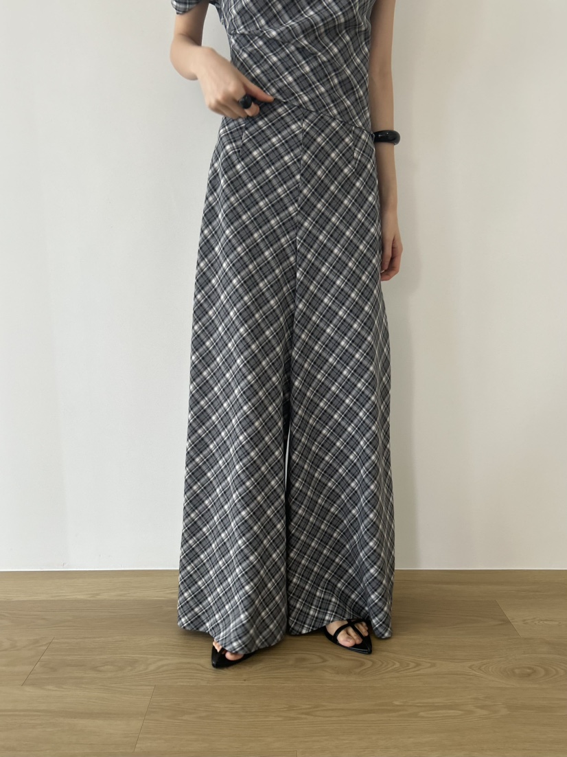 ME MO韓國代購女裝新款熱賣時尚職業人氣休閑褲闊腿褲格紋ME MO休閑褲圖色2