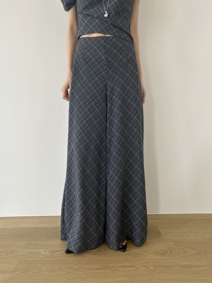 ME MO韓國代購女裝新款熱賣時尚職業人氣休閑褲闊腿褲格紋ME MO休閑褲圖色3