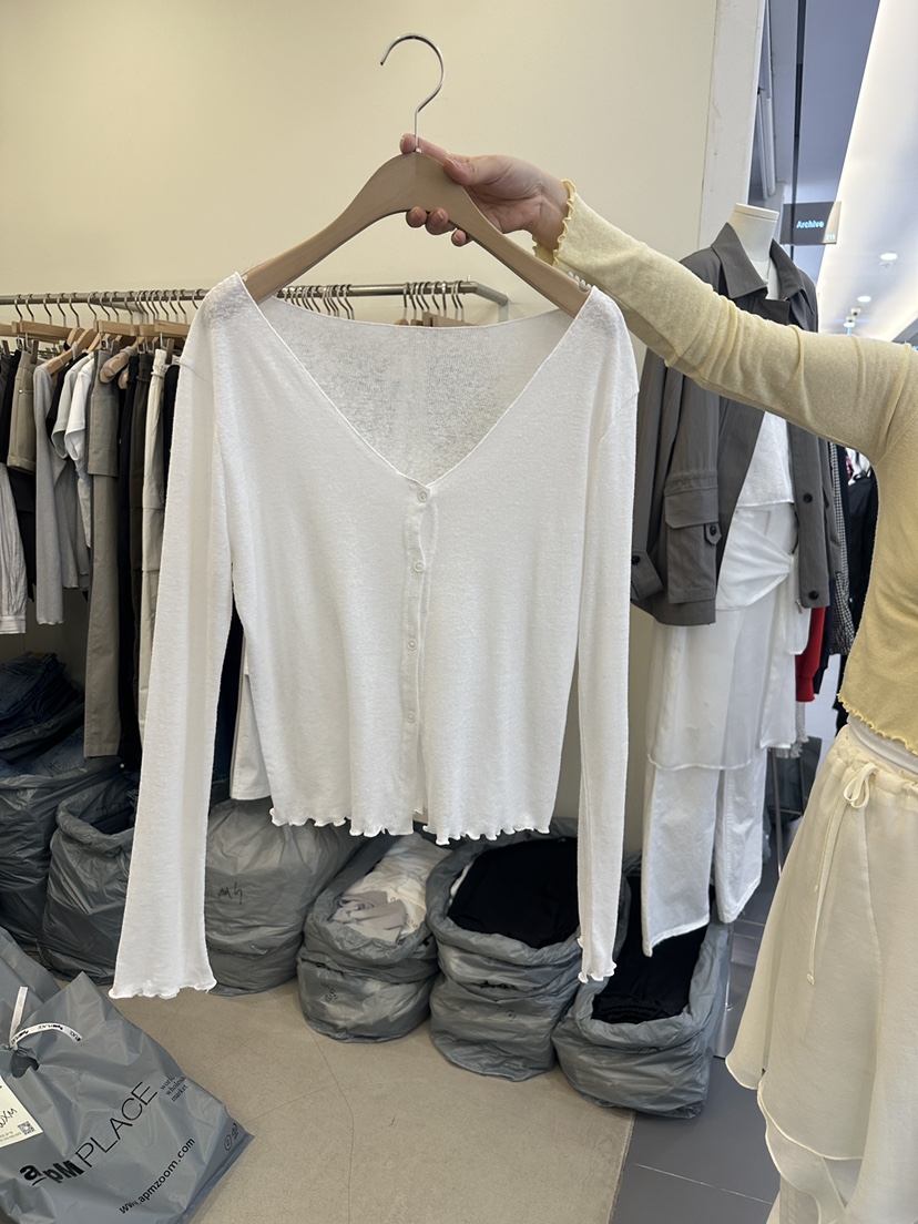 MONDAYMORING韓國東大門直郵女裝新款熱賣針織衫亞麻開衫MONDAYMORING針織衫圖色1