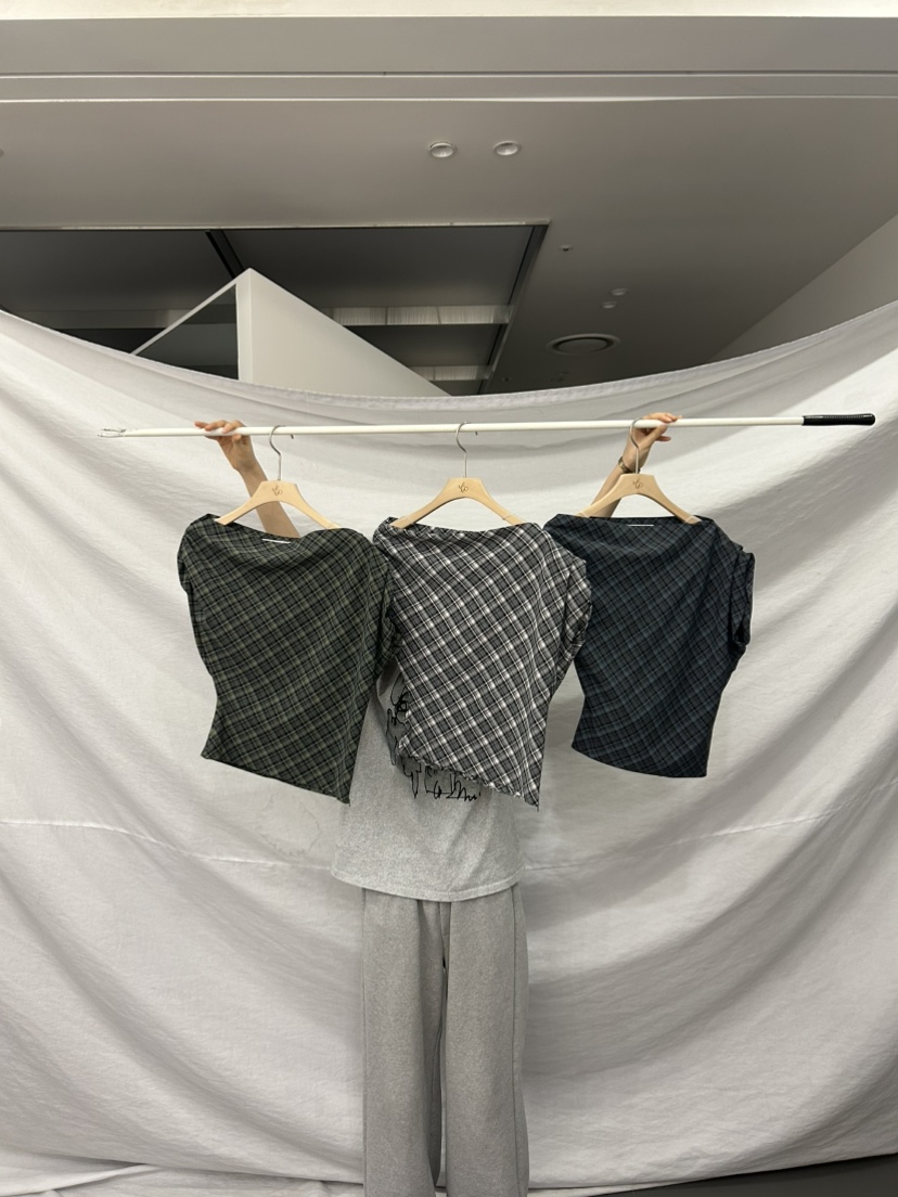 ME MO韓國直郵實拍女士新款休閑熱賣26春夏襯衫蕾絲衫格紋ME MO襯衫/蕾絲衫