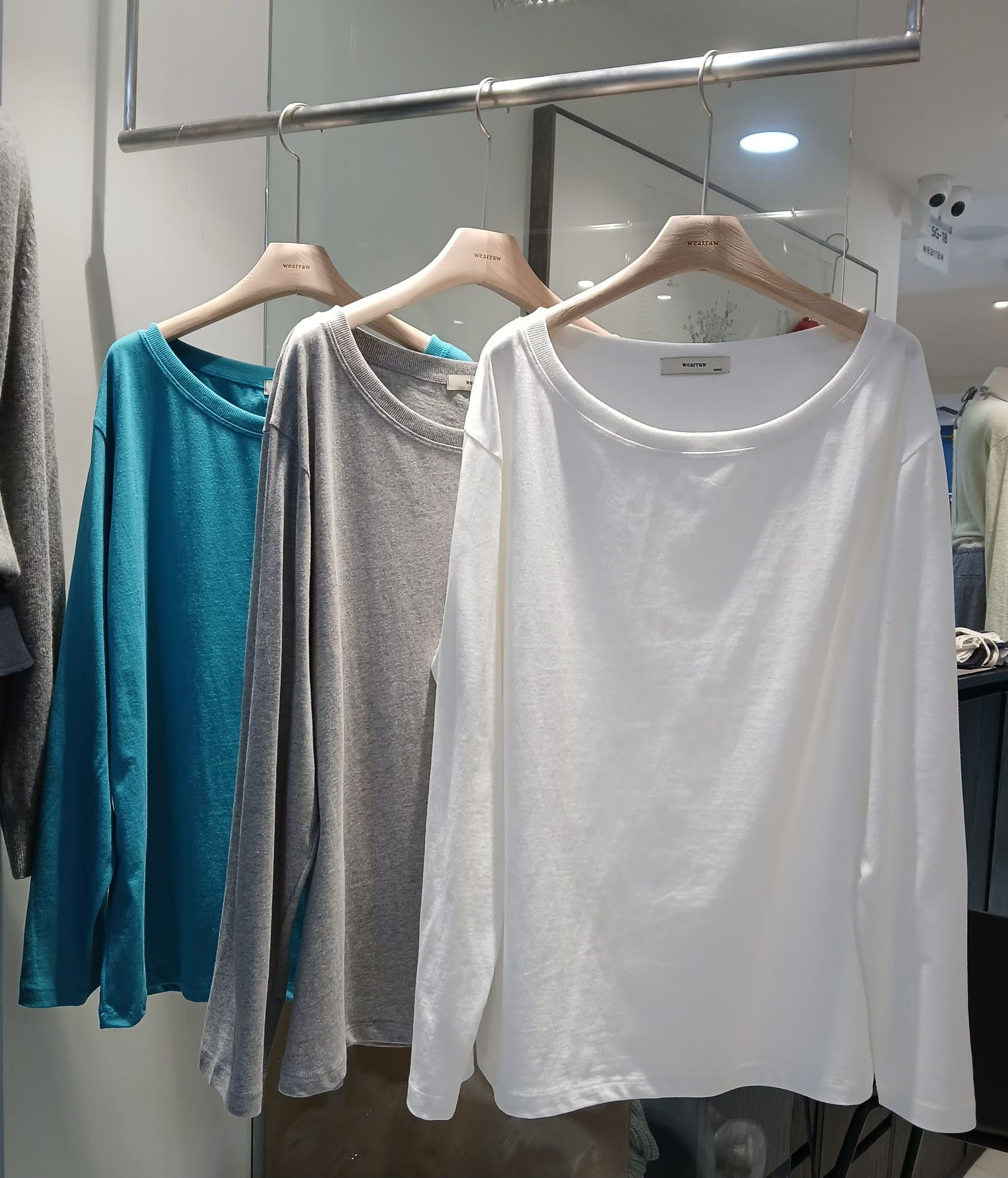 WEARRAW/WELL ROW韓國直郵女裝新品推薦長袖T恤不對稱寬松WEARRAW/WELL ROW長袖T恤圖色2左二色