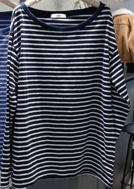 WEARRAW/WELL ROW韓國東大門直郵女裝新款26春夏長袖T恤不對稱寬松條紋WEARRAW/WELL ROW長袖T恤圖色2