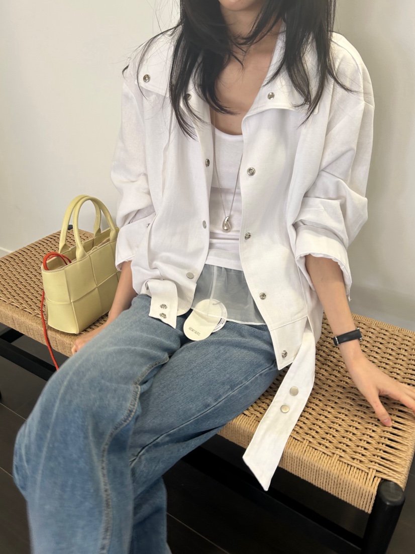 ME MO韓國直郵實拍女士新品休閑推薦26春夏夾克高領亞麻ME MO夾克