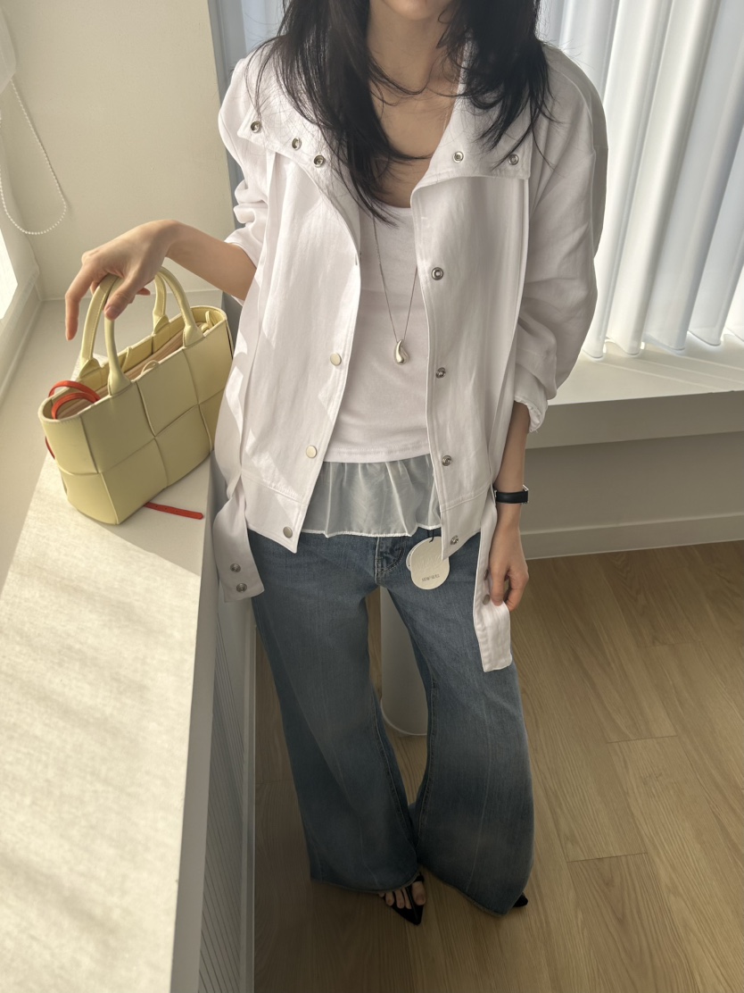 ME MO韓國直郵實拍女士新品休閑推薦26春夏夾克高領亞麻ME MO夾克