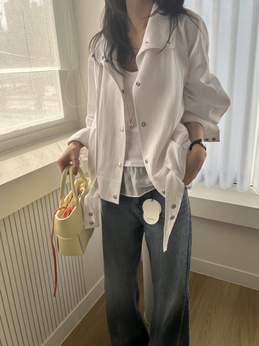 ME MO韓國直郵實拍女士新品休閑推薦26春夏夾克高領亞麻ME MO夾克