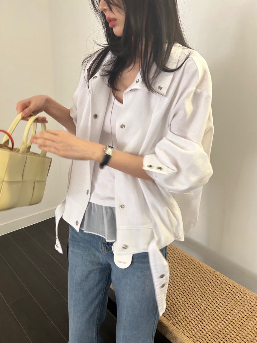 ME MO韓國直郵實拍女士新品休閑推薦26春夏夾克高領亞麻ME MO夾克