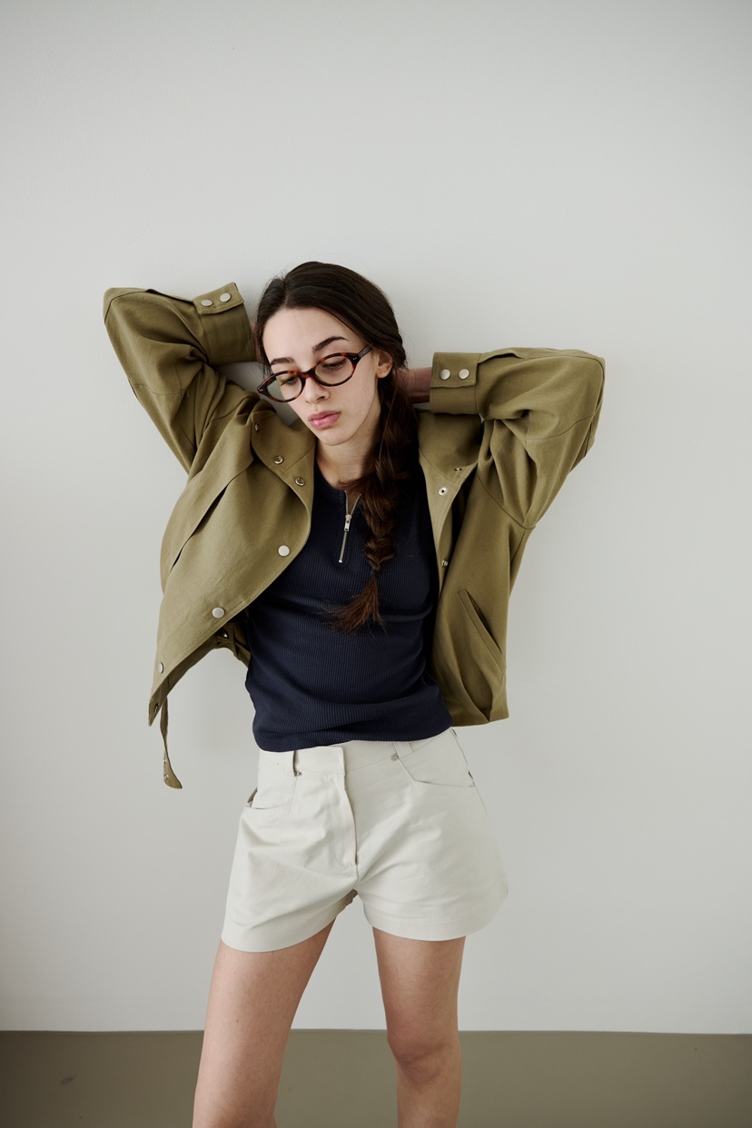 ME MO韓國直郵實拍女士新品休閑推薦26春夏夾克高領亞麻ME MO夾克