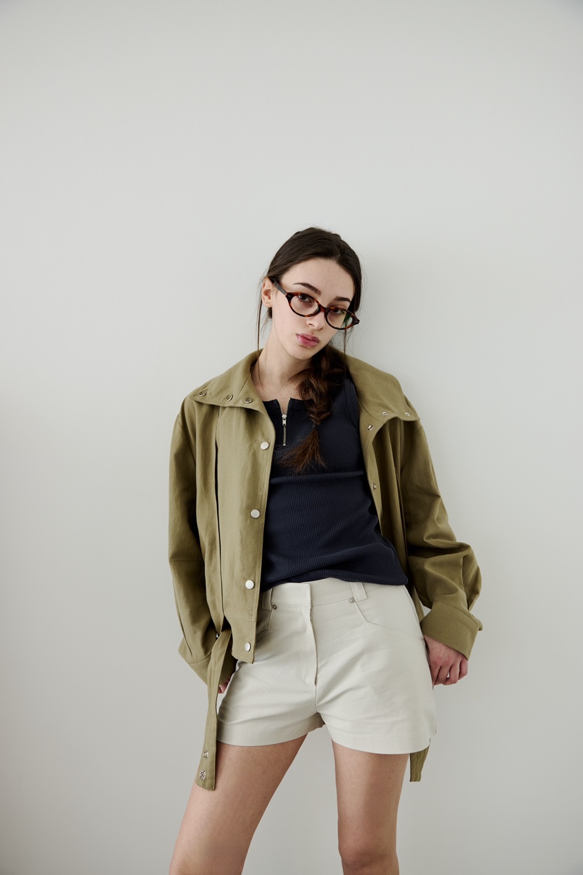 ME MO韓國直郵實拍女士新品休閑推薦26春夏夾克高領亞麻ME MO夾克圖色2