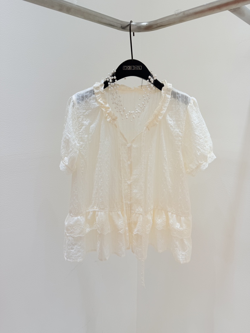 CORAL東大門實拍女士新品26春夏時尚真品襯衫蕾絲衫不含項鏈CORAL襯衫/蕾絲衫圖色1