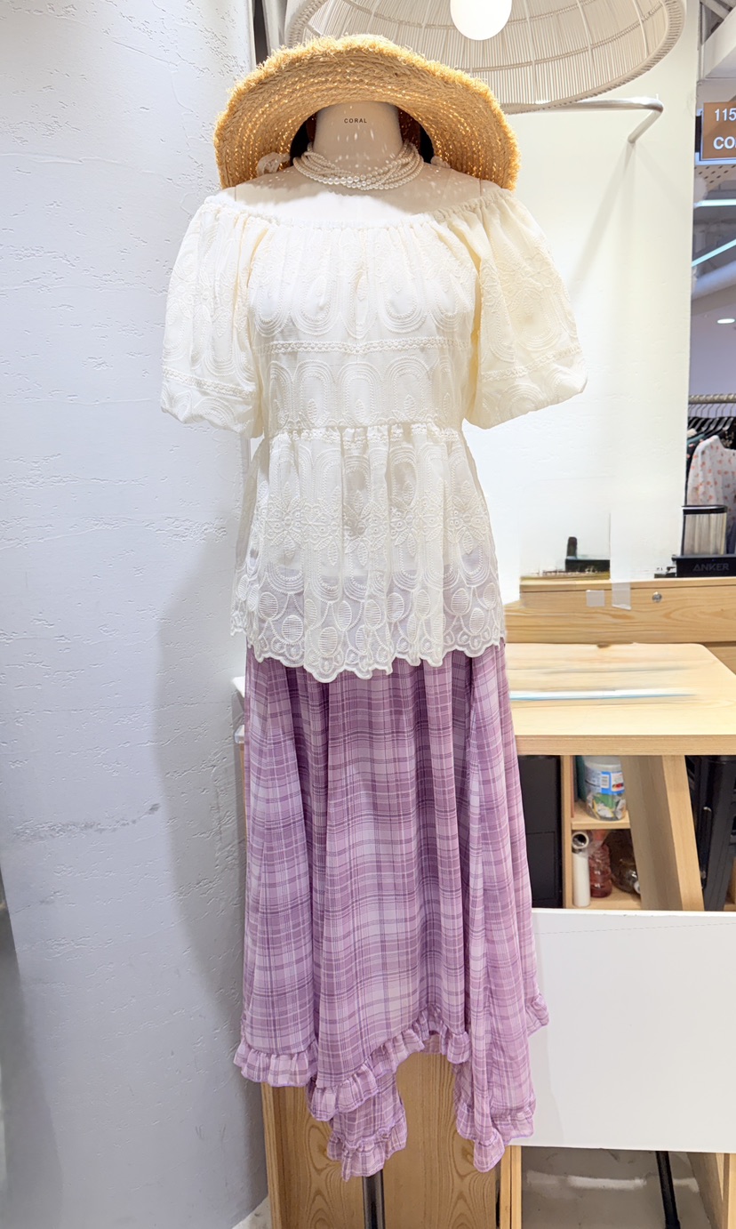 CORAL韓國代購女士新品真品熱賣職業推薦26春夏襯衫蕾絲衫刺繡CORAL襯衫/蕾絲衫