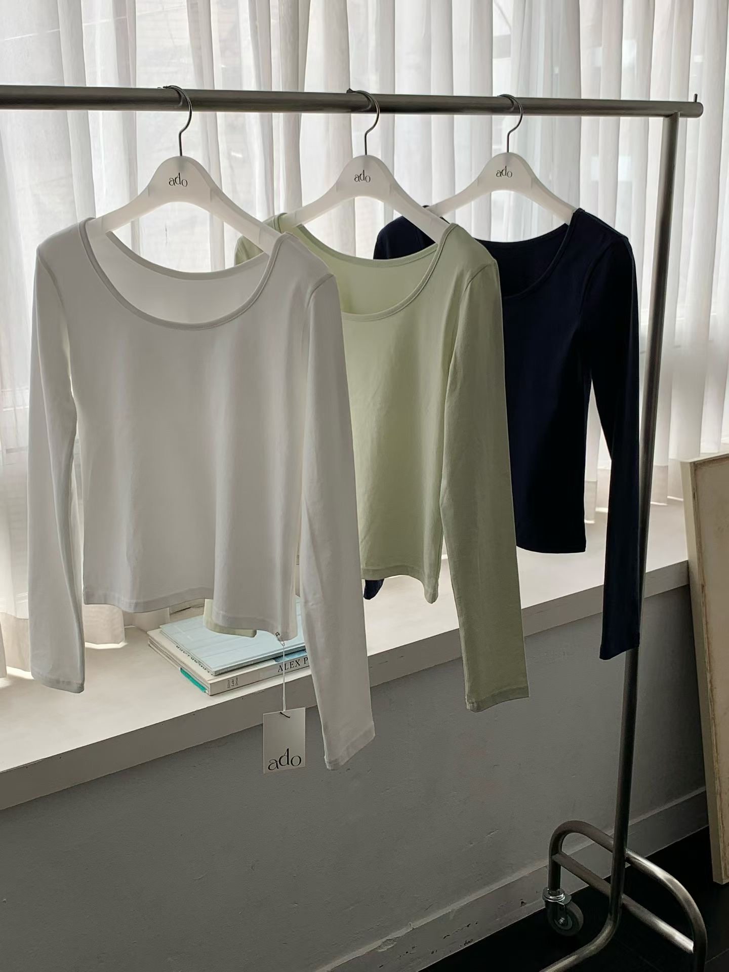 ADO東大門實拍女裝新款26春夏推薦真品熱賣人氣職業長袖T恤ADO長袖T恤圖色3左三色