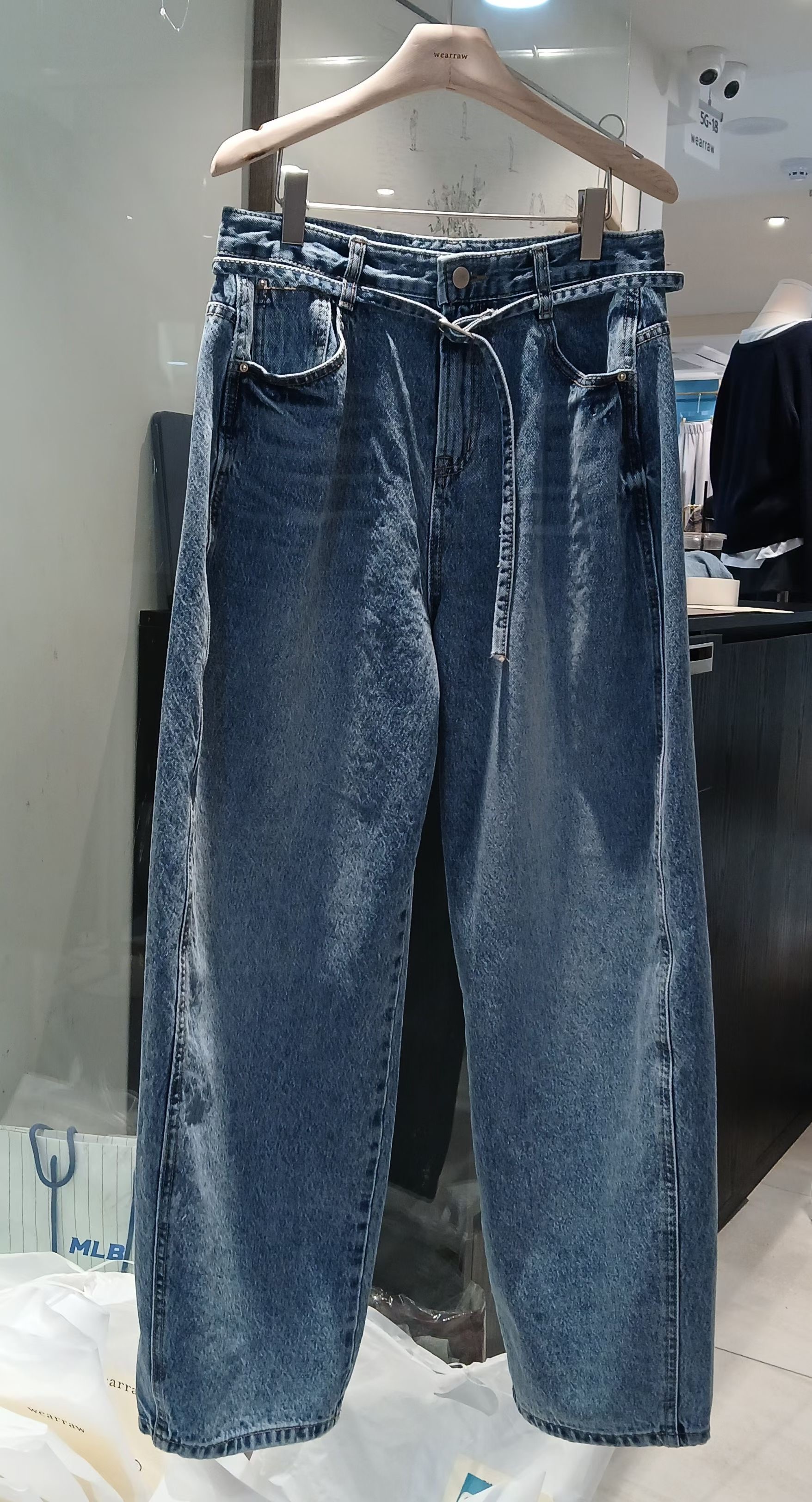 WEARRAW/WELL ROW東大門代購女士新品職業時尚牛仔褲系帶WEARRAW/WELL ROW牛仔褲圖色1