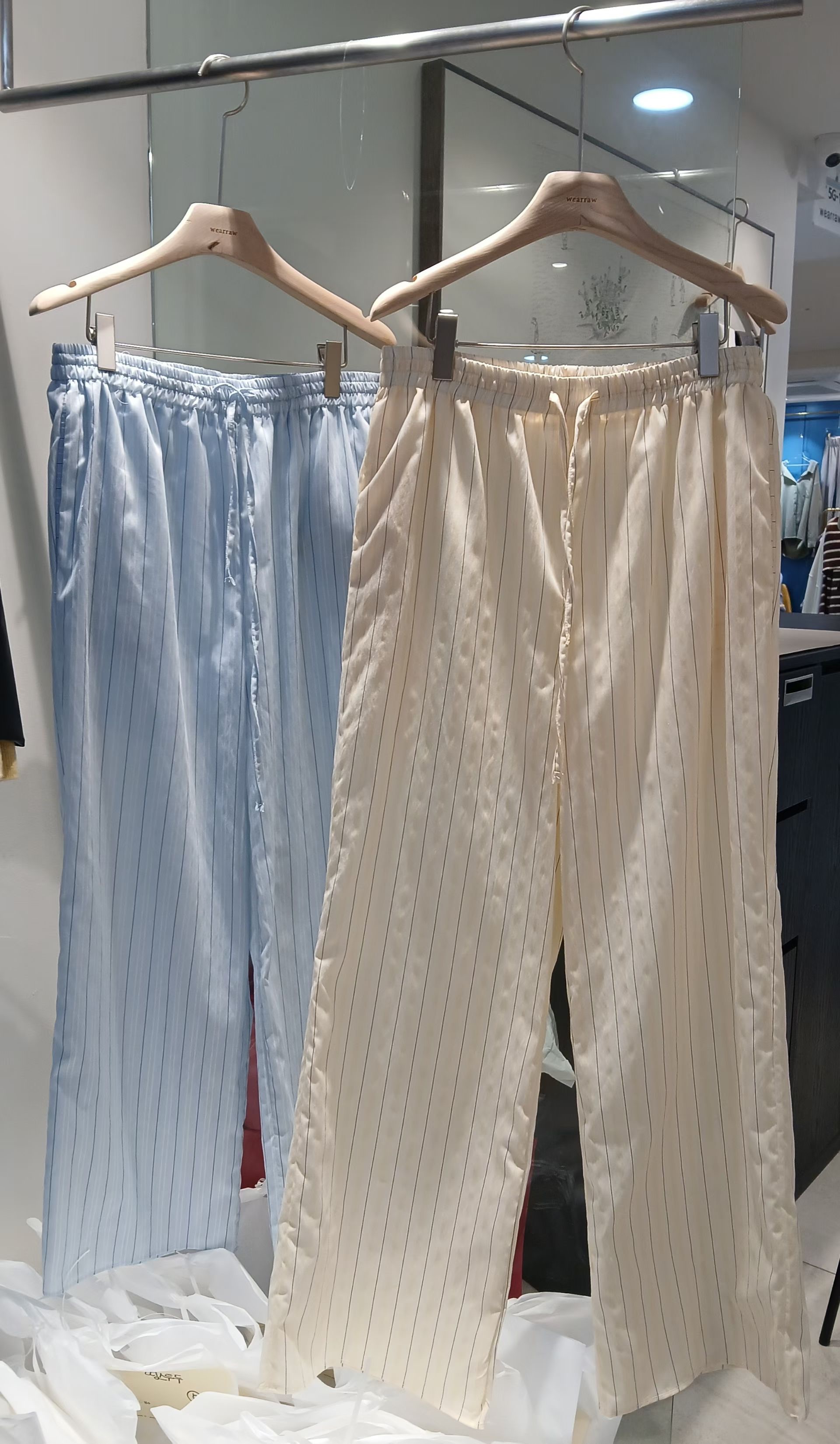 WEARRAW/WELL ROW東大門實拍女士新品26春夏休閑褲條紋WEARRAW/WELL ROW休閑褲圖色1左一色