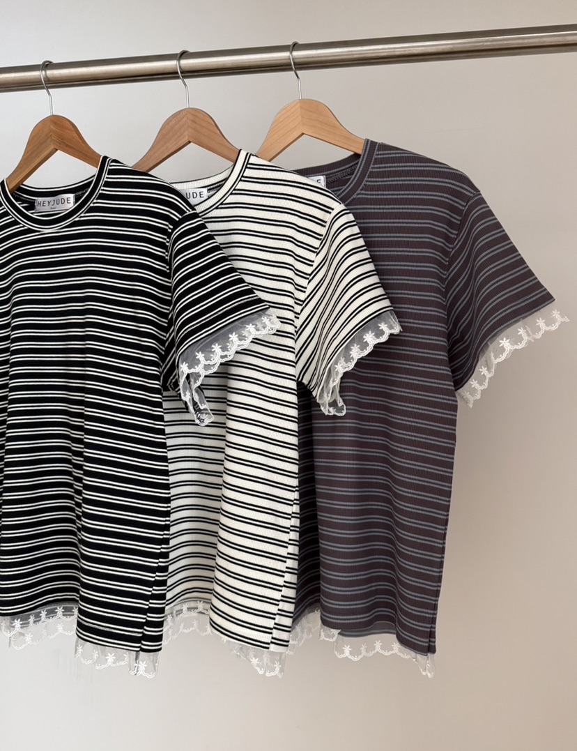 HEYJUDE韓國東大門直郵女裝新品熱賣26春夏職業時尚T恤羅紋HEYJUDET恤