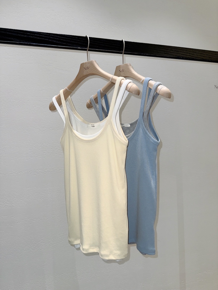 NDE韓國直郵實拍女裝新品時尚人氣休閑熱賣26春夏吊帶背心羅紋BOHEME_NDE吊帶/背心