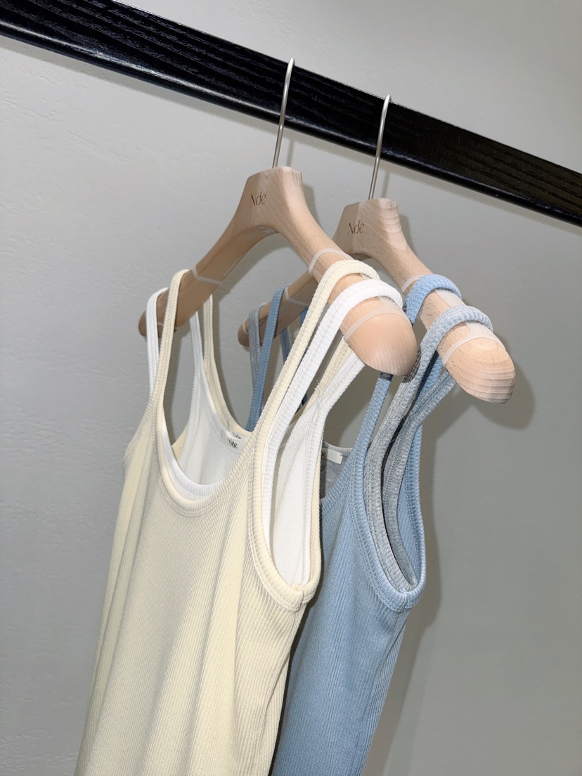 NDE韓國直郵實拍女裝新品時尚人氣休閑熱賣26春夏吊帶背心羅紋BOHEME_NDE吊帶/背心