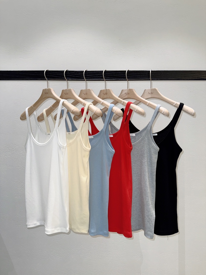 NDE韓國直郵實拍女裝新品時尚人氣休閑熱賣26春夏吊帶背心羅紋BOHEME_NDE吊帶/背心