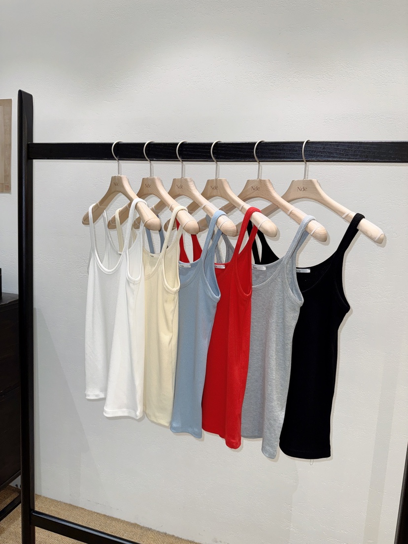 NDE韓國直郵實拍女裝新品時尚人氣休閑熱賣26春夏吊帶背心羅紋BOHEME_NDE吊帶/背心