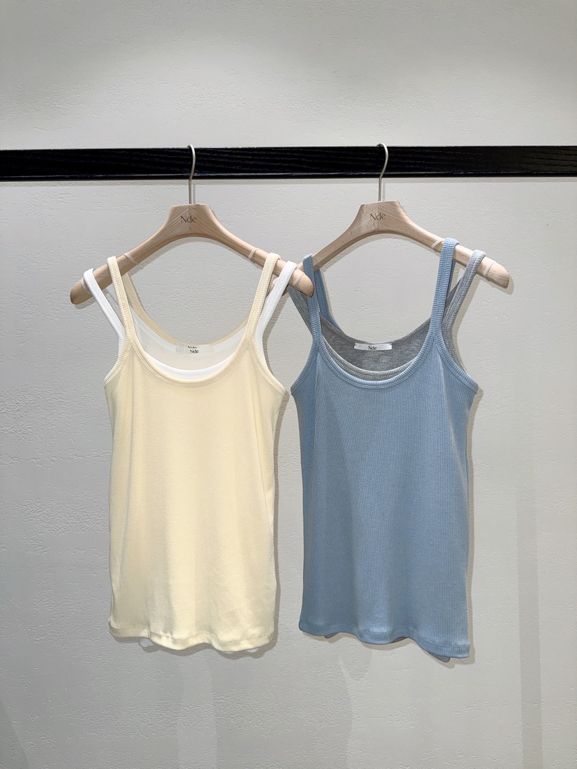 NDE韓國直郵實拍女裝新品時尚人氣休閑熱賣26春夏吊帶背心羅紋BOHEME_NDE吊帶/背心