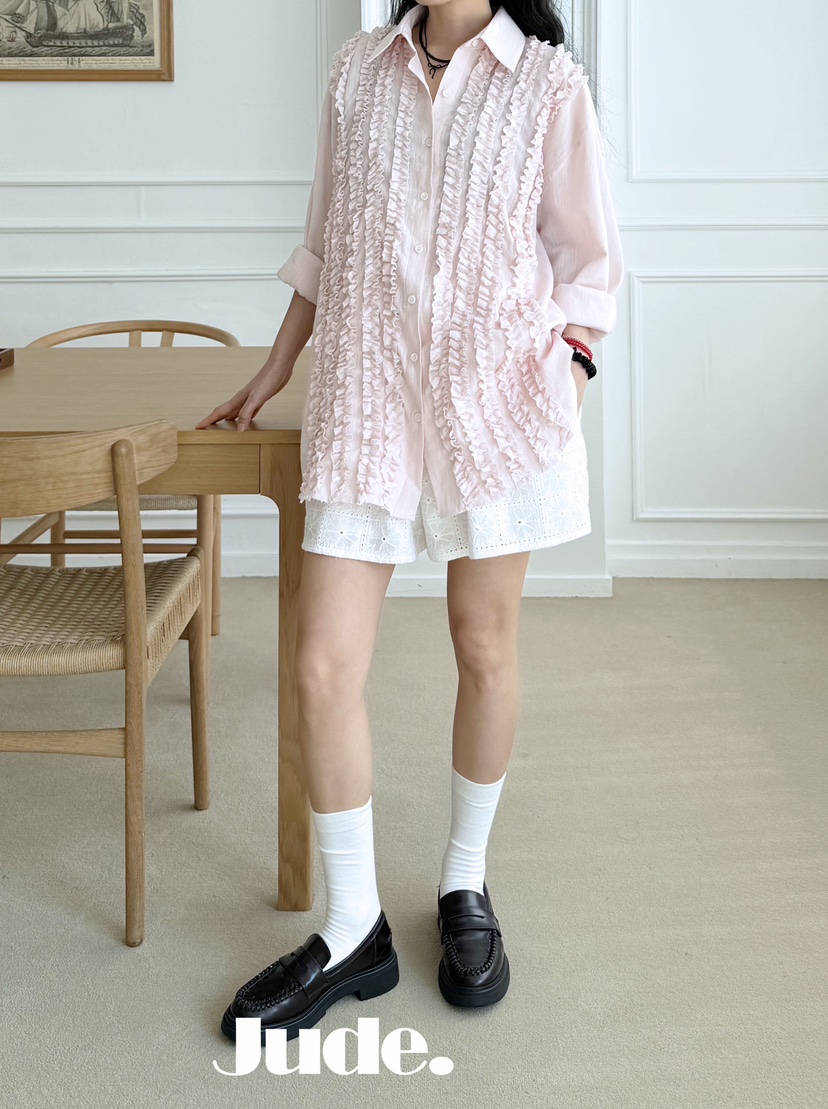 HEYJUDE韓國東大門直郵女士新品休閑推薦時尚襯衫蕾絲衫紗布HEYJUDE襯衫/蕾絲衫圖色2