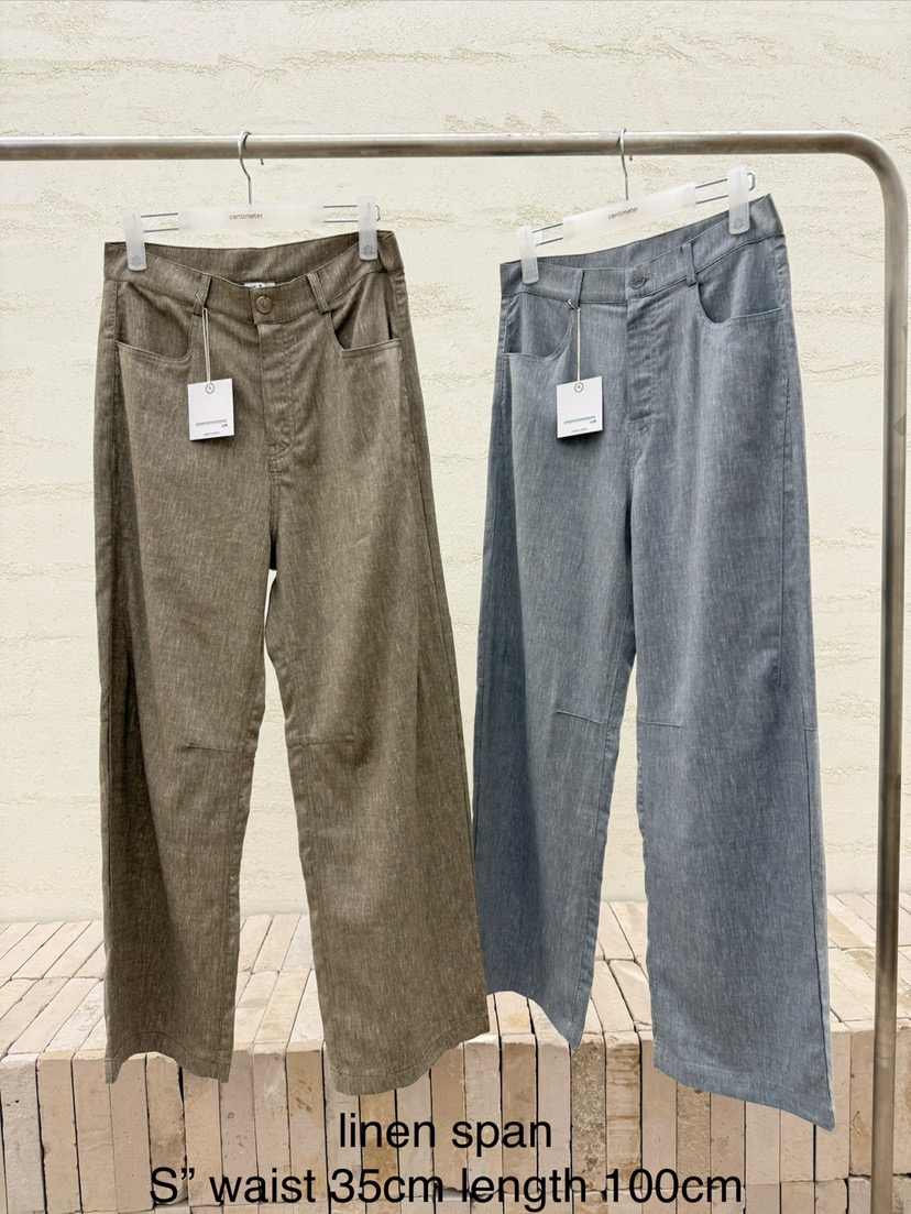 CM韓國直郵實拍女裝新品熱賣職業26春夏推薦休閑休閑褲亞麻CM_centimeter休閑褲