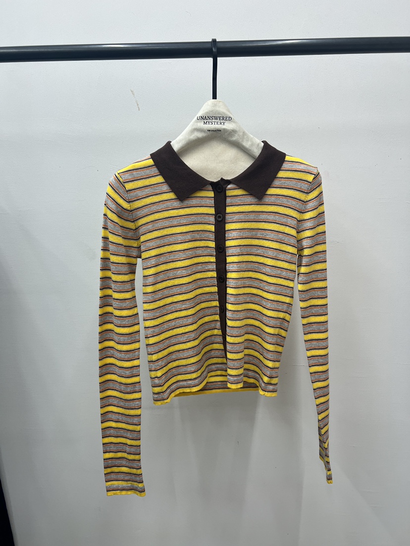 UNANSWERED-MYSTERY/FIFO韓國直郵女裝新款26春夏長袖T恤開衫條紋UNANSWERED-MYSTERY/FIFO長袖T恤圖色2