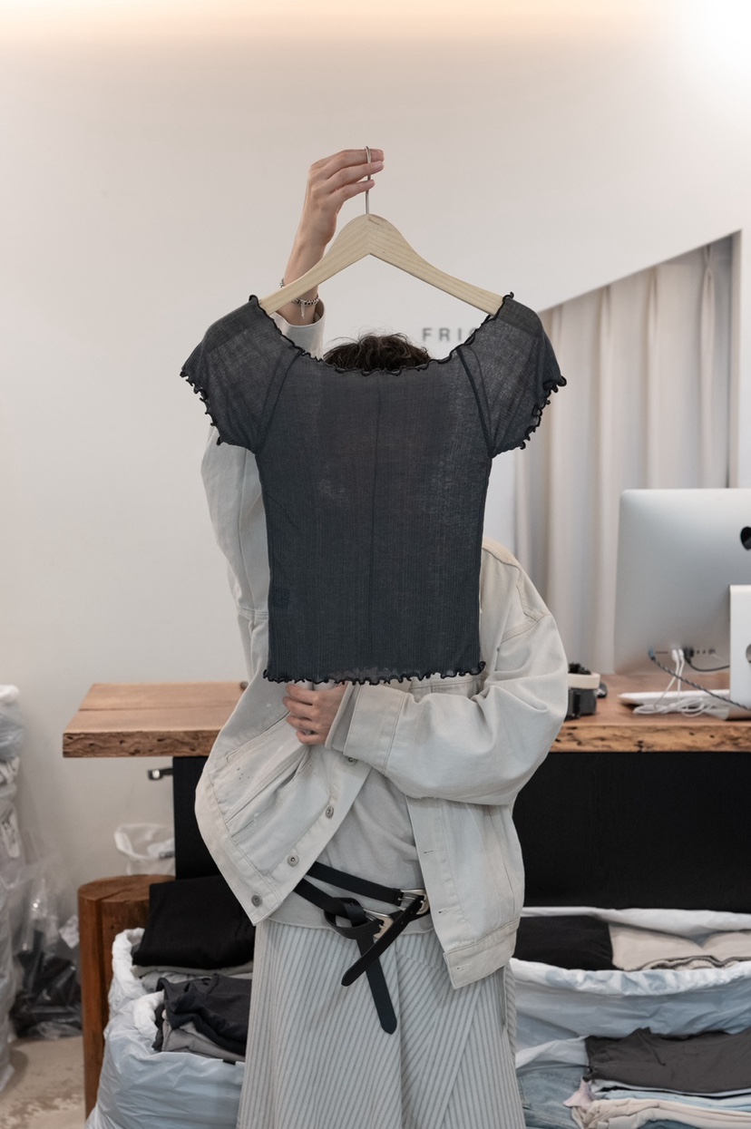 FRIC韓國直郵女士新款人氣熱賣休閑職業26春夏推薦T恤羅紋FRICT恤圖色4