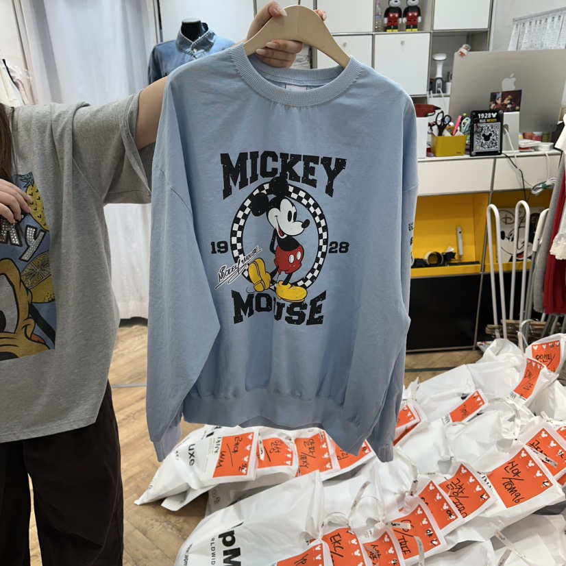 DE LINE韓國直郵實拍女士新品熱賣推薦休閑衛衣格子亞麻DE LINE衛衣圖色1