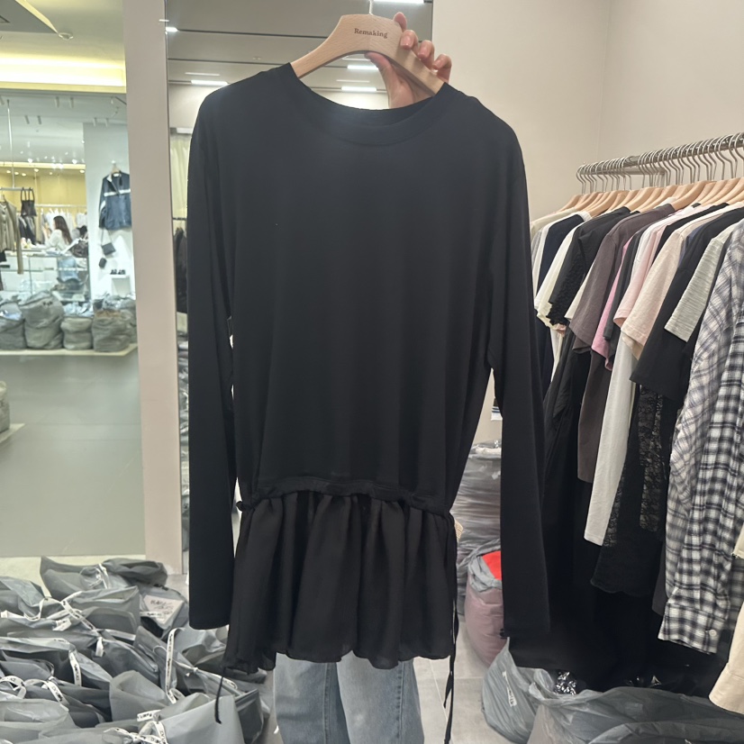 URBANSTORY/REMAKING韓國代購女裝新品推薦長袖T恤荷葉邊Remaking/URBANSTORY長袖T恤圖色2