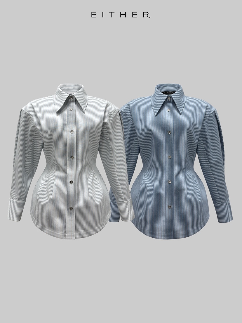 EITHER韓國直郵女士新款時尚休閑熱賣職業人氣26春夏夾克條紋EITHER夾克